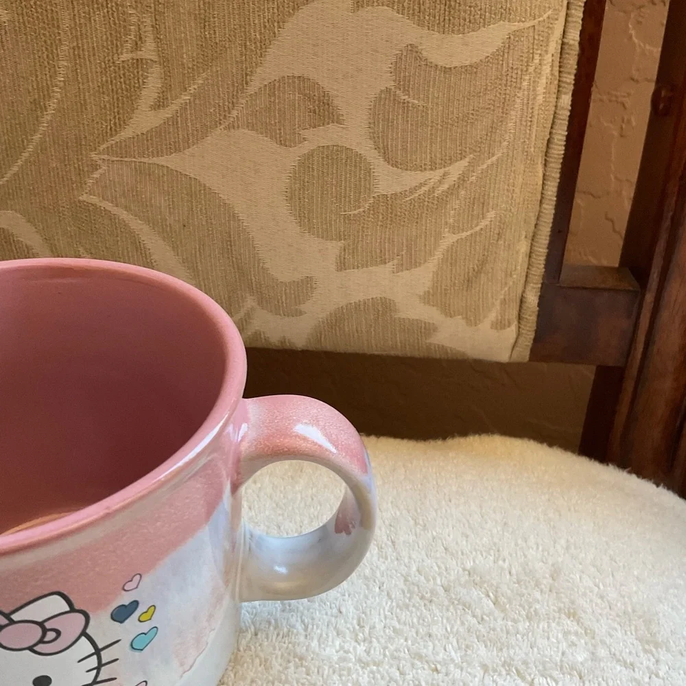 Hello Kitty with Hearts Oversized Mug, pink & white ADORABLE NWT